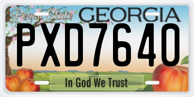 GA license plate PXD7640