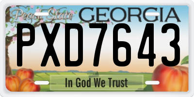 GA license plate PXD7643