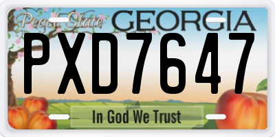 GA license plate PXD7647