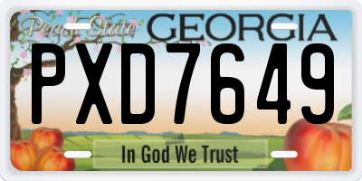 GA license plate PXD7649