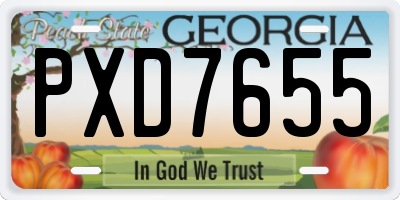 GA license plate PXD7655