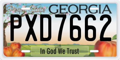 GA license plate PXD7662