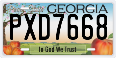 GA license plate PXD7668
