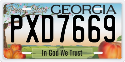 GA license plate PXD7669
