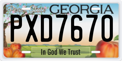 GA license plate PXD7670