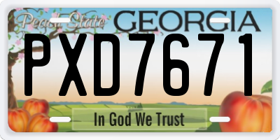 GA license plate PXD7671