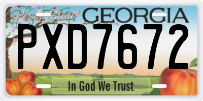 GA license plate PXD7672