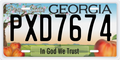 GA license plate PXD7674