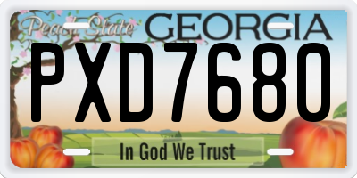 GA license plate PXD7680