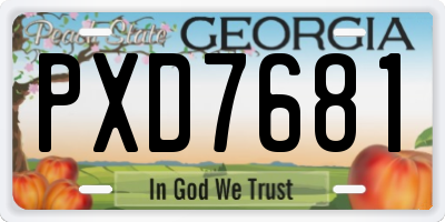 GA license plate PXD7681