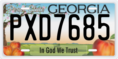 GA license plate PXD7685