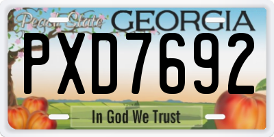 GA license plate PXD7692