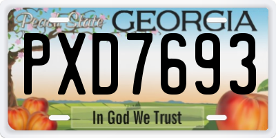 GA license plate PXD7693