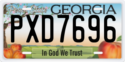 GA license plate PXD7696