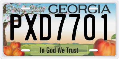 GA license plate PXD7701