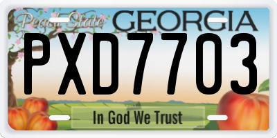 GA license plate PXD7703