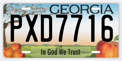 GA license plate PXD7716