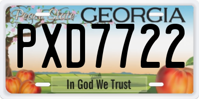 GA license plate PXD7722
