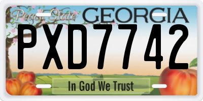 GA license plate PXD7742