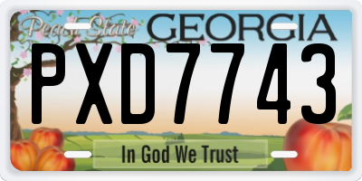 GA license plate PXD7743