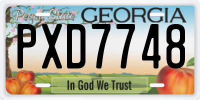 GA license plate PXD7748