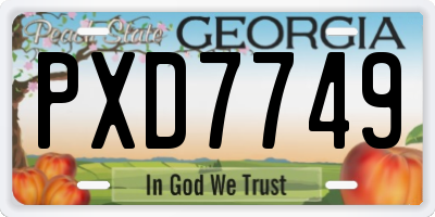 GA license plate PXD7749