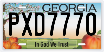GA license plate PXD7770