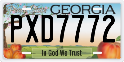 GA license plate PXD7772