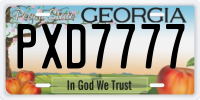 GA license plate PXD7777