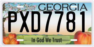 GA license plate PXD7781