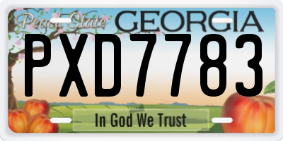 GA license plate PXD7783