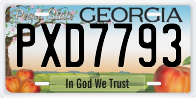 GA license plate PXD7793