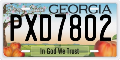 GA license plate PXD7802