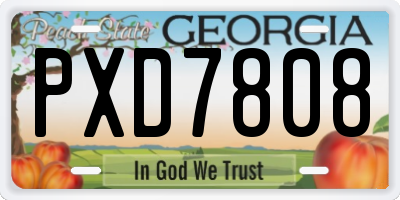 GA license plate PXD7808
