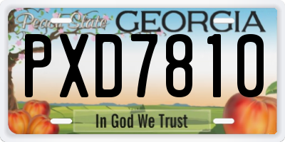 GA license plate PXD7810