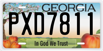 GA license plate PXD7811