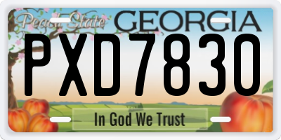 GA license plate PXD7830