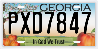 GA license plate PXD7847
