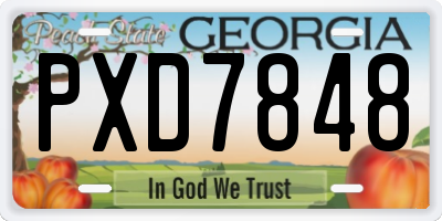 GA license plate PXD7848