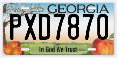 GA license plate PXD7870