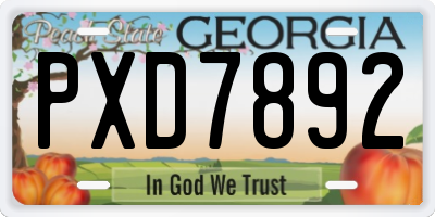 GA license plate PXD7892