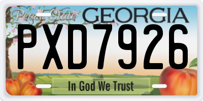 GA license plate PXD7926