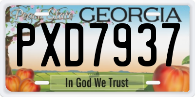 GA license plate PXD7937