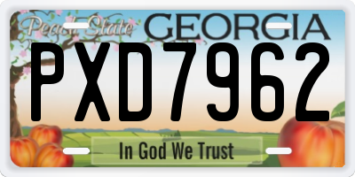 GA license plate PXD7962