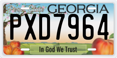 GA license plate PXD7964