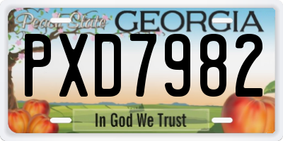 GA license plate PXD7982