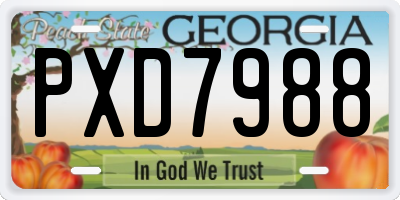 GA license plate PXD7988