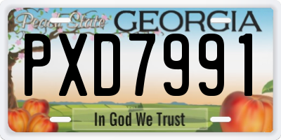 GA license plate PXD7991