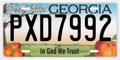 GA license plate PXD7992