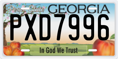 GA license plate PXD7996